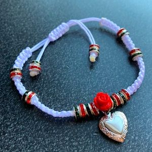 Handmade Heart Locket charm Bracelete ( White )